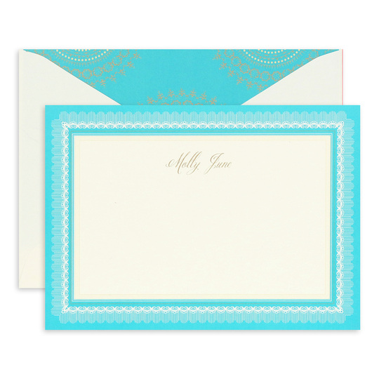 Turquoise and Gold Correspondence Cards